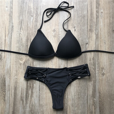 

Saidsome Fashion Women Sexy Bikini Set Solid Color Sport Swimwear Push-Up Padded Swimsuit