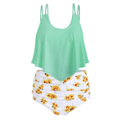

Roseonmyhand Women Two Pieces Bathing Suits Top Ruffled With High Waisted Bottom Bikini Set