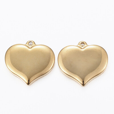 

304 Stainless Steel Pendants Heart Golden 16x17x25mm Hole 1mm