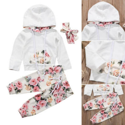 

3PCS Baby Boy Girl Infant Clothes Hooded Top Pants Infant Outfits Sets Tracksuit