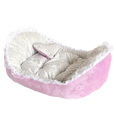 

Cute Polka Dot Ingot Shaped Soft Coral Velvet Lace Pets Bed Cat Nest Kennel