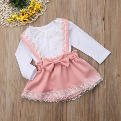 

Toddler Kid Baby Girls Lace Bodysuit Romper Bow Princess Party Skirt Outfits Set