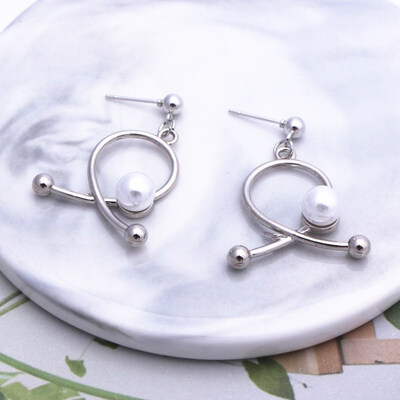 

EK575 European Geometric Irregular Metal Imitation Pearl Drop Earrings for Women Jewelry Punk Simple Statement Mujer Pendientes