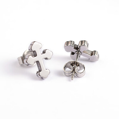 

Cross 304 Stainless Steel Ear Studs Stainless Steel Color 11x9mm Pin 07mm