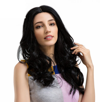 

〖Follure〗Fashion Black Middle Parting Long Curly Lace Hair Wave Human Hair Female Wigs