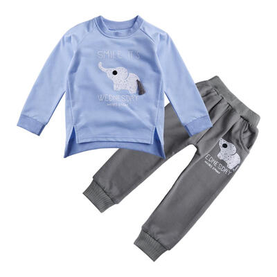 

Kids Tracksuit Cartoon Elephant Clothes Set 2pcs Long Sleeve T-shirt Pants