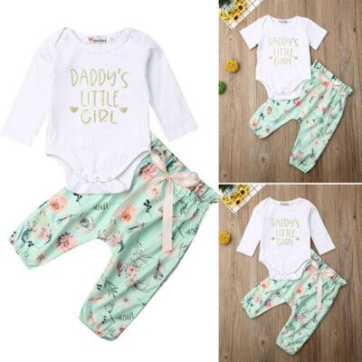 

Cute Kids Baby Girl Clothes LongShort Sleeve TopsFloral Long Pants Outfits Set