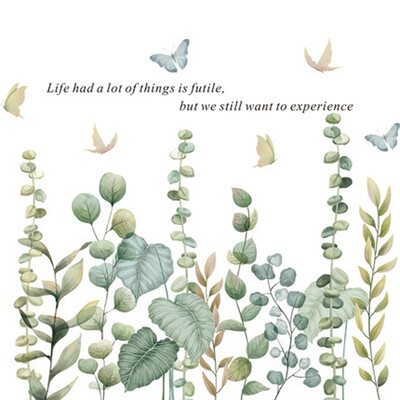 

Home Decoration Green Leaves Wall Stickers Waterproof For Bedroom Living Room Self adhesive