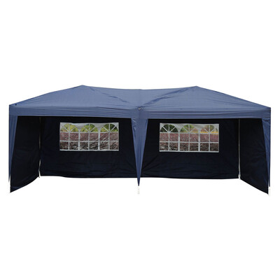 

3x6m Canopy Outdoor Folding Trade Show Fair Gazebo Party Shelter Tent Waterproof Blue