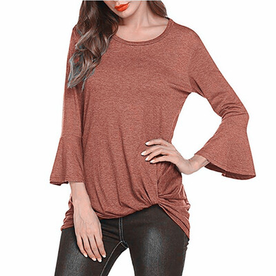 

Starmoon Womens Fashion Casual Pure Colour Top Round Collar Long Sleeve T-shirt