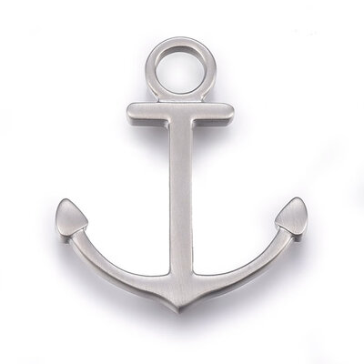 

304 Stainless Steel Pendants Anchor Stainless Steel Color 35x31x3mm Hole 6mm