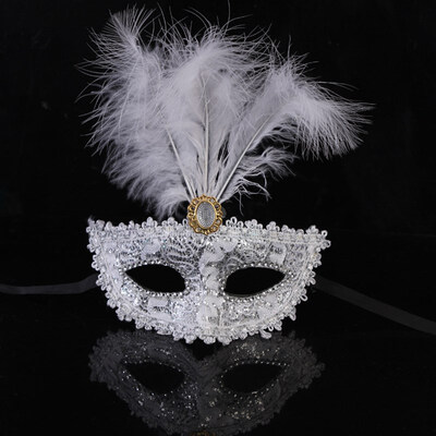 

FUNNYBUNNY Leather Feather Mask Prom Mask Party Christmas Halloween Masquerade Mask Adults Upper Half Face