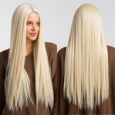 

〖Follure〗Straig Wig Glueless Front Lace Wig White Women Heat-Resistant Synthetic Fiber