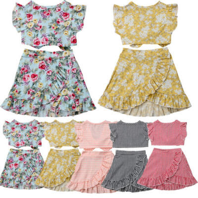 

2019 Toddler Baby Kids Girl Summer Tops Short Skirts 2PCS Clothes Sundress