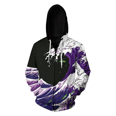

Aowofs New Mens 3D Printed Zipper Hoodies Womens Hooded Sweater Suede Inside BLL016
