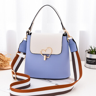 

New girl fresh&simple contrast color small bag square box love wide shoulder strap shoulder diagonal package
