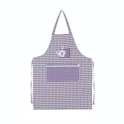 

Embroidered Plaid Cotton Apron Kitchen Dining-room Sanitary Clothes Apron