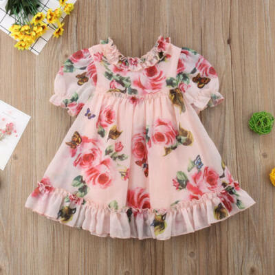 

Canis Newborn Kids Baby Girls Flower Party Pageant Tulle Formal Dress Clothes