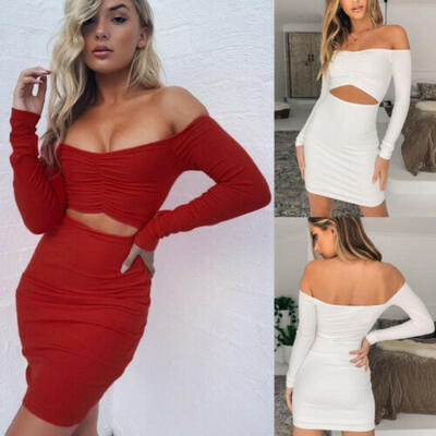 

Sexy Womens Long Sleeve Bodycon Dress Casual Party Evening Cocktail Mini Dress