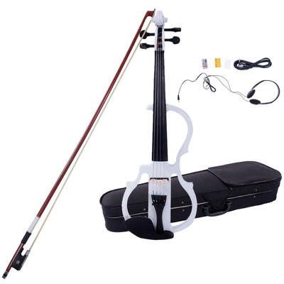 

Ktaxon 44 White v013 Solid Wood ElectricSilent Violin with Ebony Fittings - Full Size