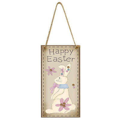 

Easter Wood Hanging Plaque Wooden Chicken Rabbit Home Decoration Sign Board