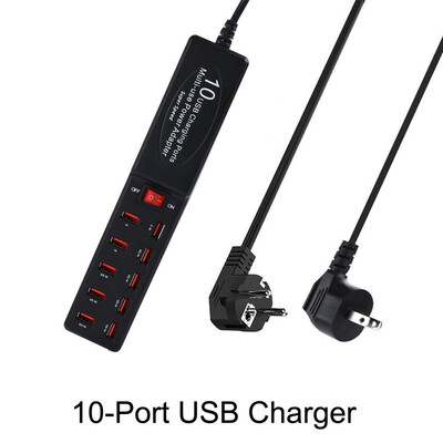 

USB Charger 10-Port USB Wall Charger Multi-port Charging station With Smart IC Technology