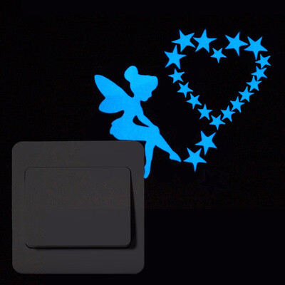 

1pcs Luminous Switch Sticker Cartoon Glowing Wall Stickers Dark Glow Blue-Light