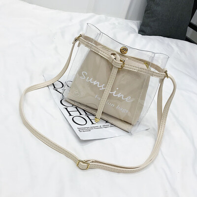 

Tailored Women Summer Small Bag Transparent Jelly Bag Wild Simple Shoulder Bag Set 2pcs