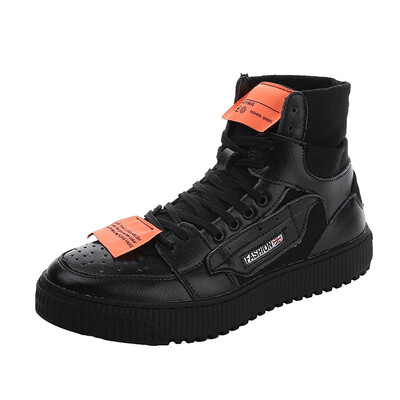 

Autumn new leather canvas shoes mens high-top casual Martin boots