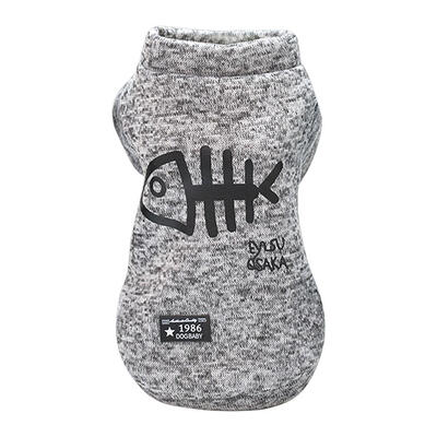

Two Feet Warm Pet Dog Jacket Fish Bone Print Soft Cotton Puppy Outfit Coat