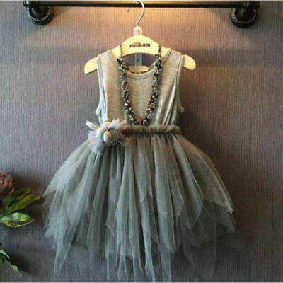 

USA Baby Girl Princess Dress Kids Party Wedding Pageant Lace Tutu Tulle Dresses