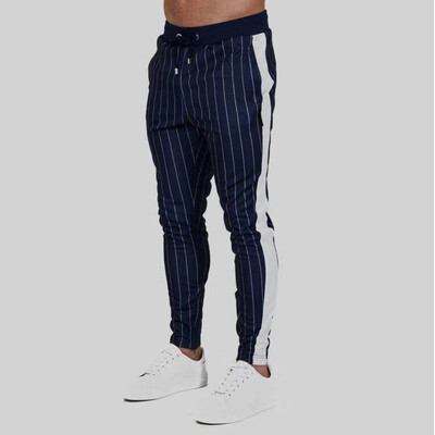 

SUNSIOM Men Gym Slim Fit Trousers Tracksuit Bottoms Striped Skinny Joggers Sweat Pant