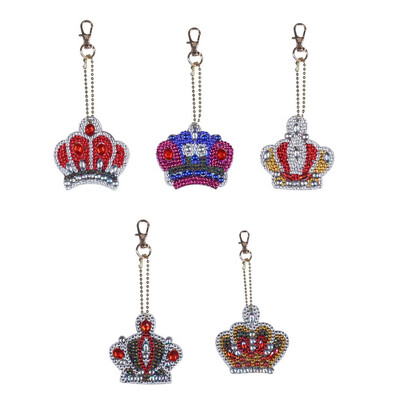 

5PCS Cartoon Design DIY Diamond Painting Keychain Pendant Handmade Mobile Phone Car Hanging Charms Making Supplies Kit