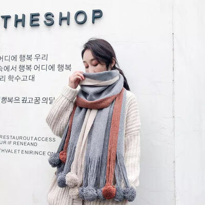 

Korean version of the wild hair ball scarf female new autumn&winter thick warm student shawl Harajuku soft sister girl collar