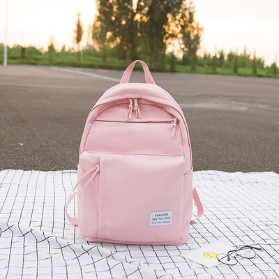 

Large Capacity Solid Color Waterproof Nylon Casual Backpack School Bag
