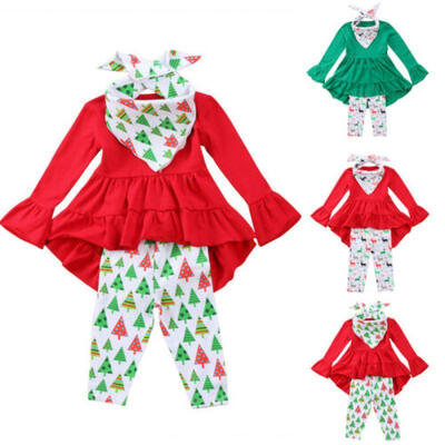 

UK 3PCS Toddler Kids Baby Girl Outfit Clothes Long Sleeve Shirt TopsLong Pants
