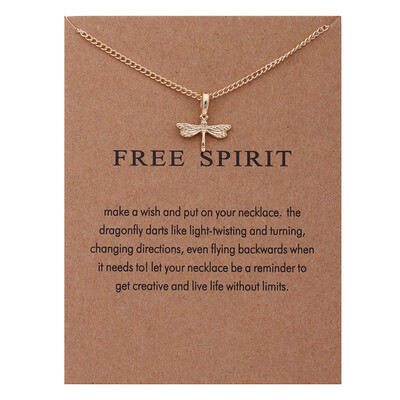 

Fashion Jewelry Reminder "Free Spirit" Gold-color Dragonfly Pendant Necklace Women