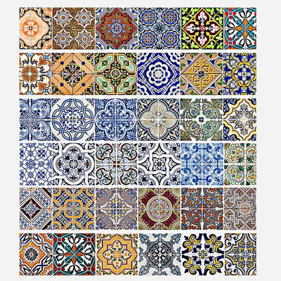

DIY Tile Decals Mexican Traditional Stair Stickers Removeable Waterproof Wallpaper Home Decor 71 x 394 inch 6pcs