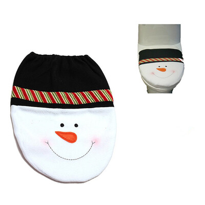 

Christmas Toilet Seat Cover Decor Bathroom Santa Claus Snowman Decor Flannel