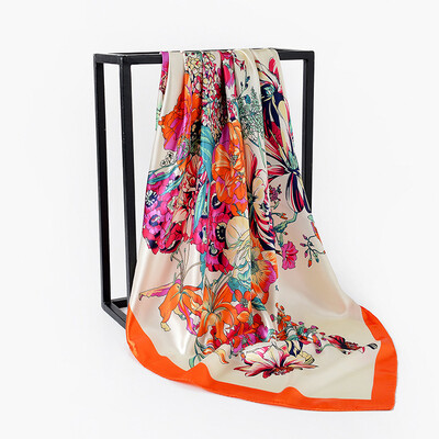

New ladies large square scarf 90cm splash ink painted flower pattern scarves scarf wholesale ladies headscarf decoration