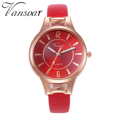 

Vansvar Ladies Clock Quartz Wristwatches Reloj Casual Leather Thin Band Hours Watch Fashion Luxury Ladies Woman Watches 533