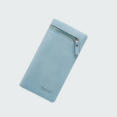 

Solid Color Zipper Wallet Large Capacity PU Leather Wallets Long Card Holder Purse
