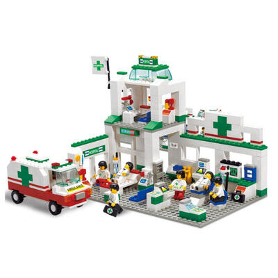 

376pcs Brand Compatible Assembly City Emergency Center Model Building Kit Toys Educational Hospital Ambulance Car Bricks