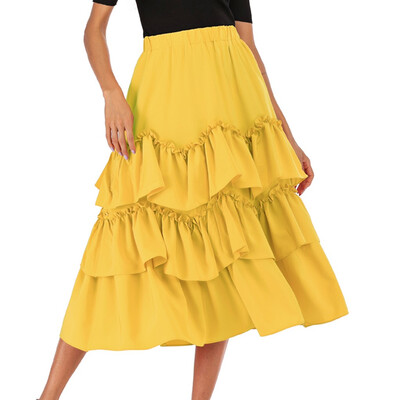 

Roseonmyhand Women Retro Cake Skirt High Waist Flared Pleated Skirt A Line Skirt Midi Skirt