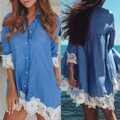 

Womens Casual Long Sleeve Oversize Loose Chiffon T Shirt Top Blouse Dress