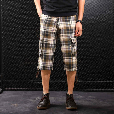 

SQSI shorts mens cropped trousers thin section 2019 new mens clothing grid 4941