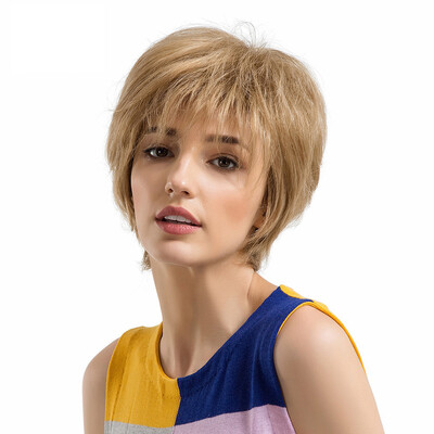 

〖Follure〗Natural Women Short Texture Hair Wigs Slight Fluffy Wig Human Hair Female Wigs