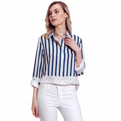 

Shirt Womens Long Sleeve Womens Suit Collar Striped Top