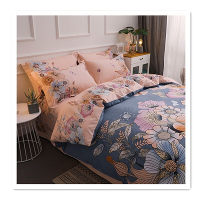 

Flower blue simple four-piece bedding 2018 fashion trend