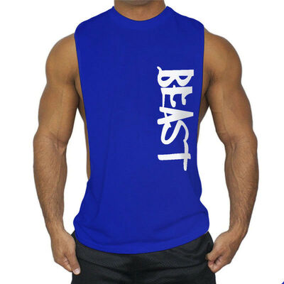 

Mens GYM Sleeveless Tank Top T-Shirt Bodybuilding Sports Letter Vest Muscle